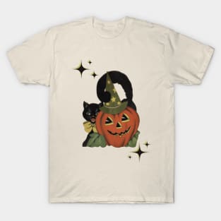 Vintage Black Cat Halloween T-Shirt